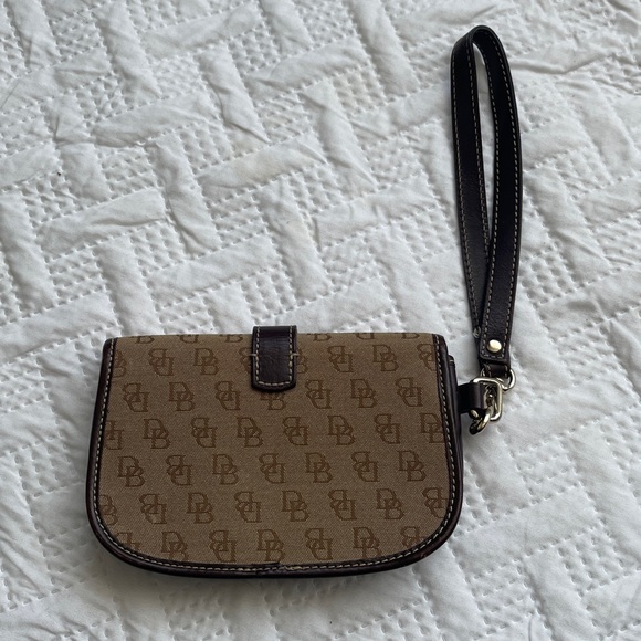 Dooney & Bourke Tan and Dark Brown Signature Wristlet - Picture 2 of 7